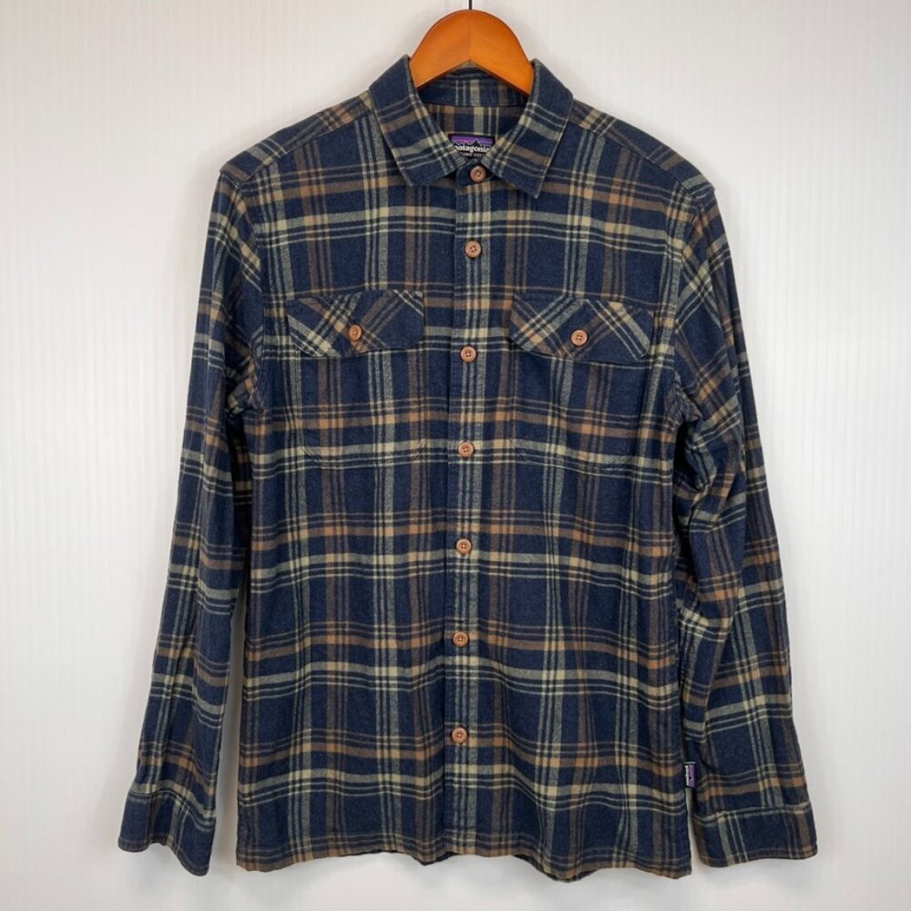 Patagonia Button Up Men Small Organic Fjord Flannel Plaid Shirt Hype Hike Core